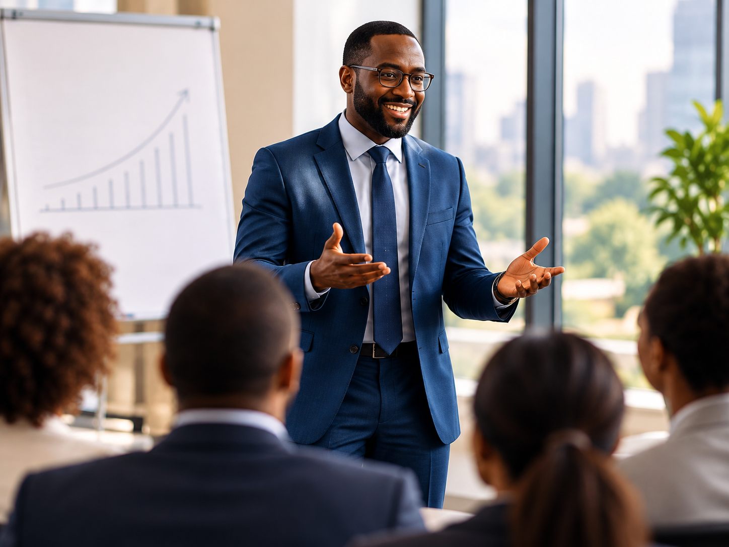 A KBM facilitator presenting to a group of professionals during a training session